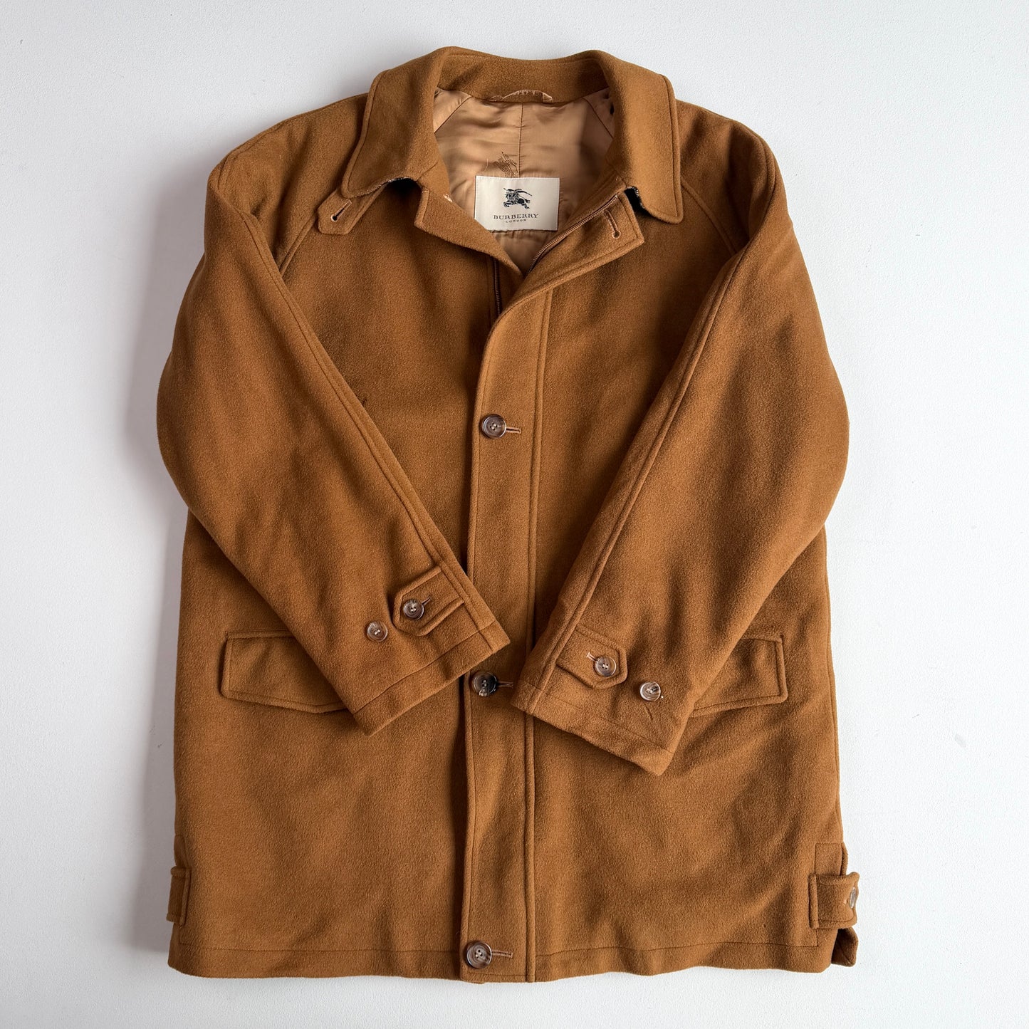 Burberry (L) 100% Cashmere Raglan Tawny Brown Balmacaan Coat