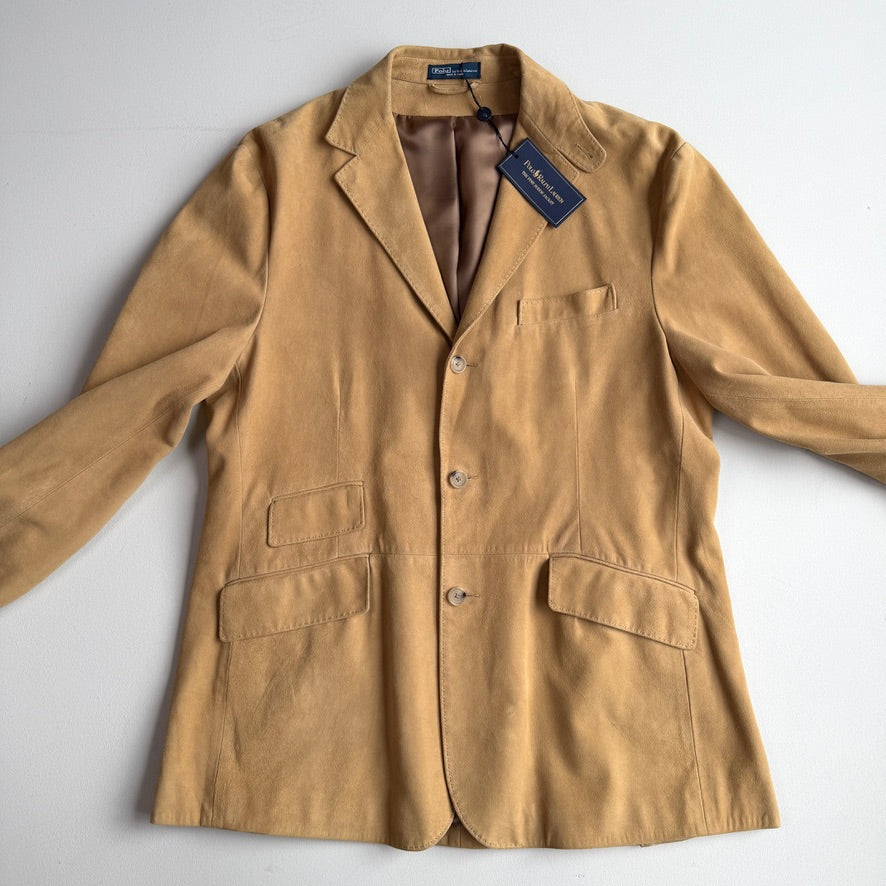 NWT Polo Ralph Lauren (L) Hacking Equestrian Suede Leather Tan Sports Jacket Coa