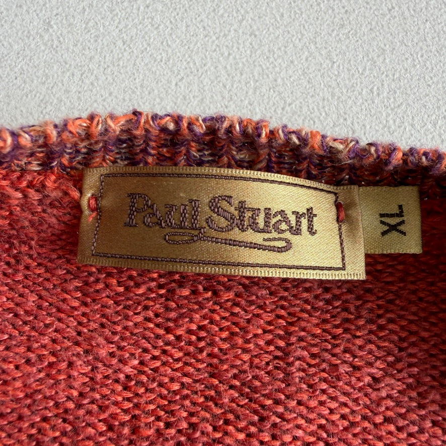 Paul Stuart (XL) 100% Linen Clay Orange Ireland V-Neck Sweater