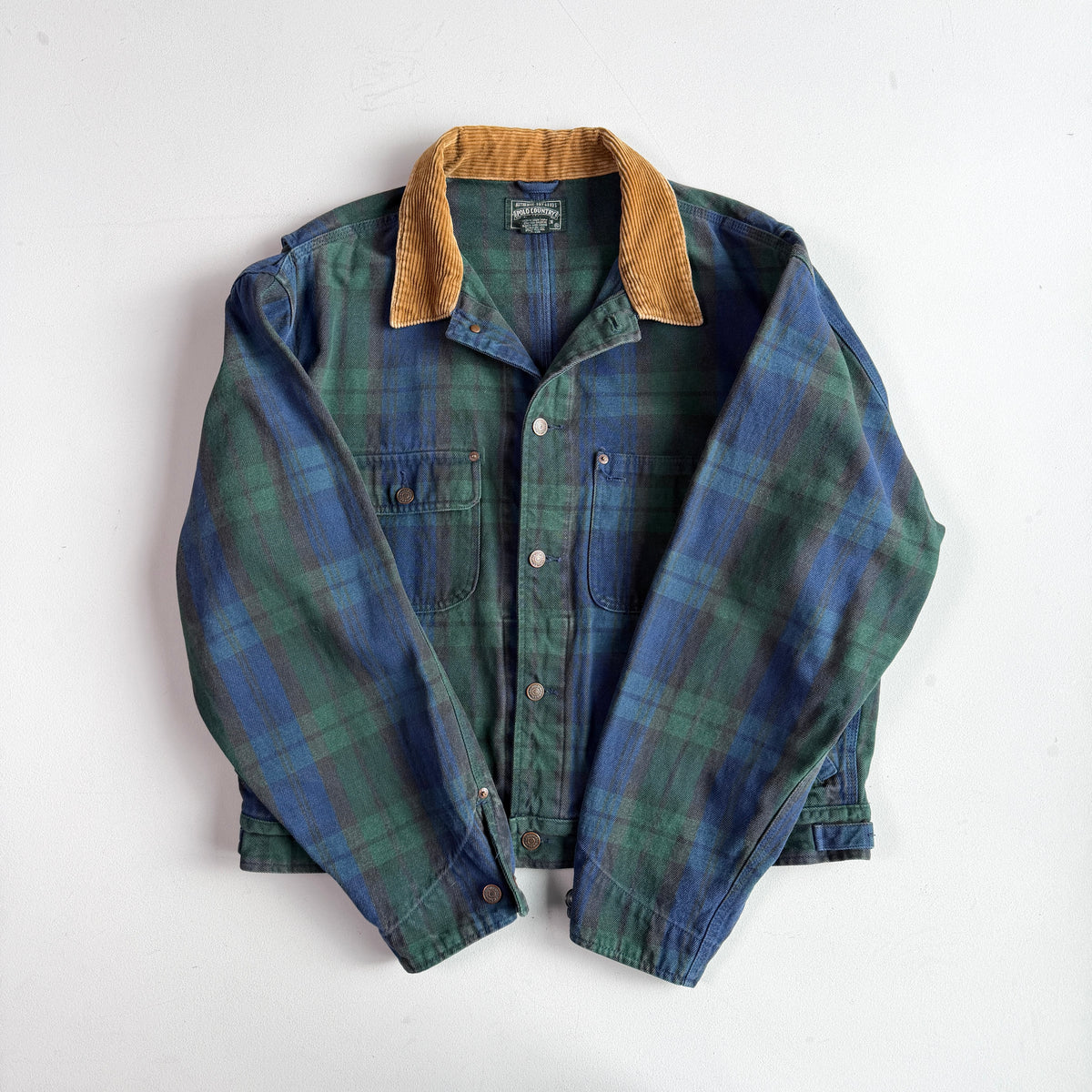 VNTG Ralph Lauren Polo Country (XL) Black Watch Denim Western Trucker Jacket