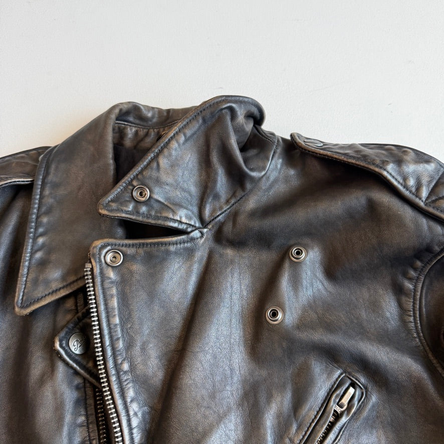MINT! Polo Ralph Lauren (L) Bronze Leather Horizontal Zip Motorcycle Jacket