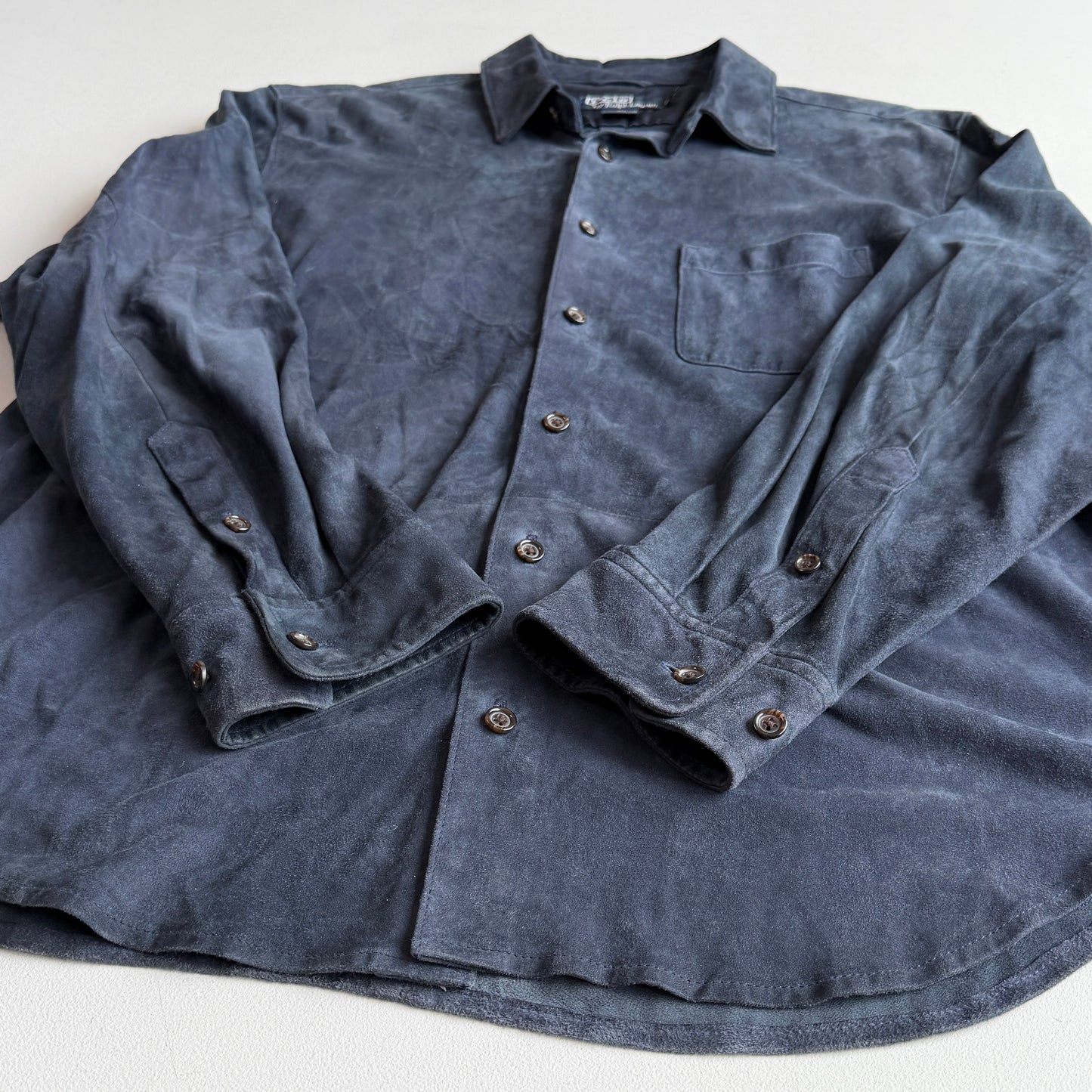 Polo Ralph Lauren (L) Slate Blue Suede Leather Button Shirt