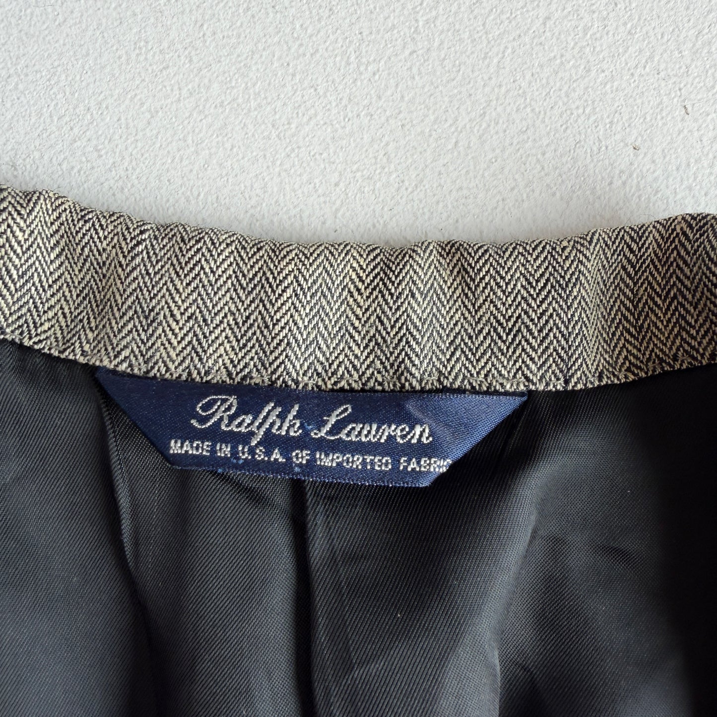 VNTG Ralph Lauren Pre-Purple Label (44L) 100% Linen Spalla Camicia Sport Coat