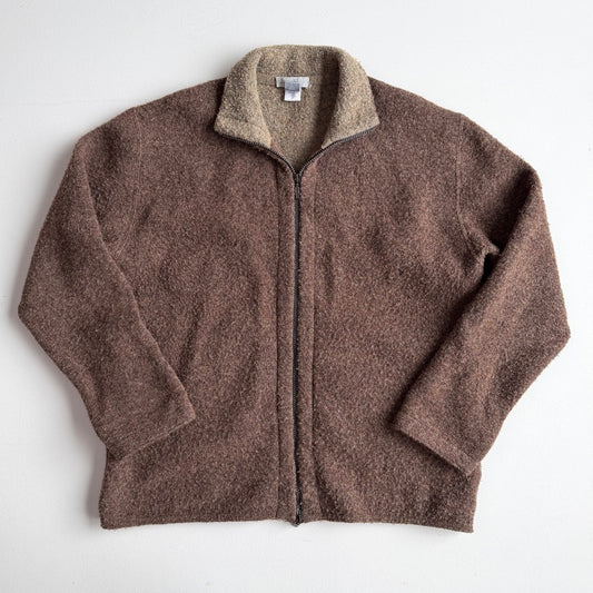 Zenga Sport (M) Wool-Blend Mottled Boucle Red Brown Jacket