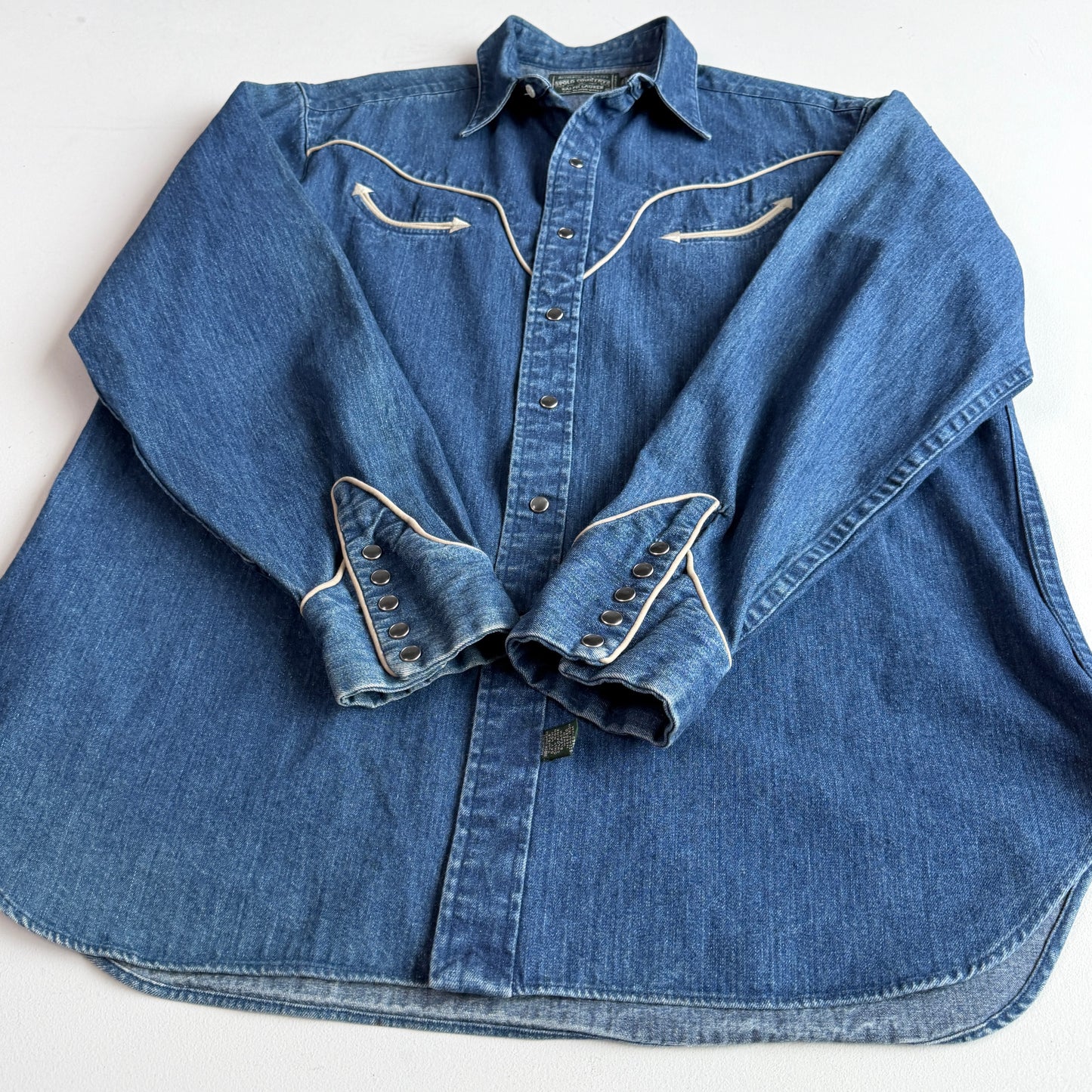 VNTG Ralph Lauren Polo Country (XL) Western Pearl Snap Denim Shirt