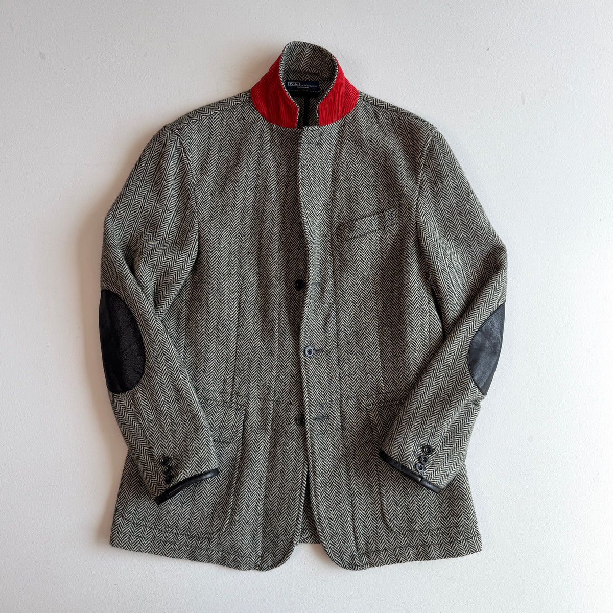 Polo Ralph Lauren (40R) Half-Norfolk Wool Tweed Leather Trim Sport Coat