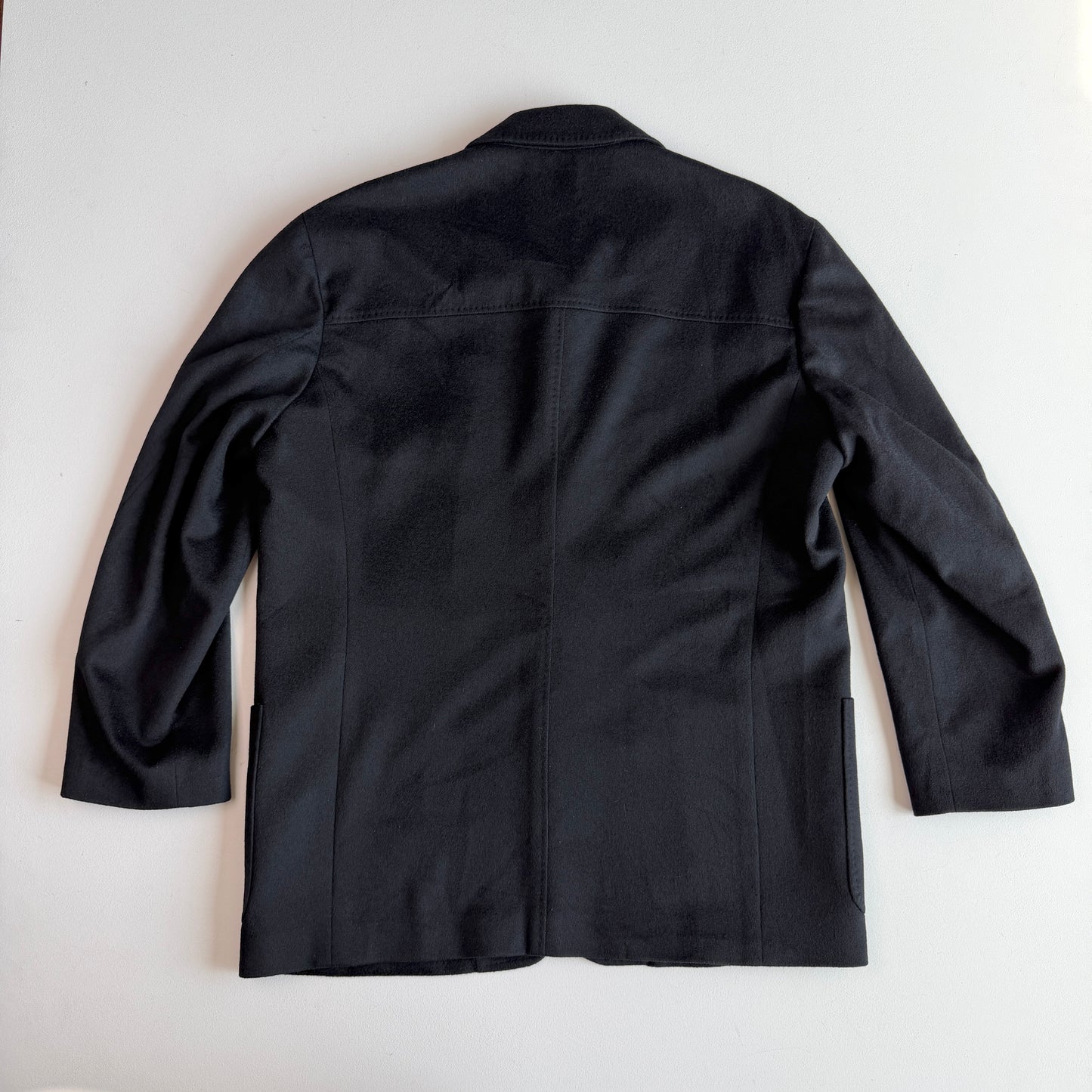 Ermenegildo Zegna (52IT / L) 100% Cashmere Flannel Black Car Coat