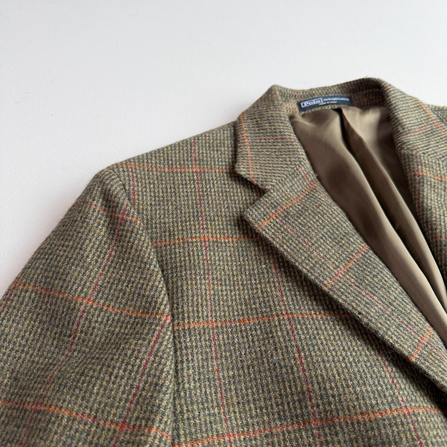 Polo Ralph Lauren (40L) Wool/Cashmere Flannel Overcheck Hacking Jacket