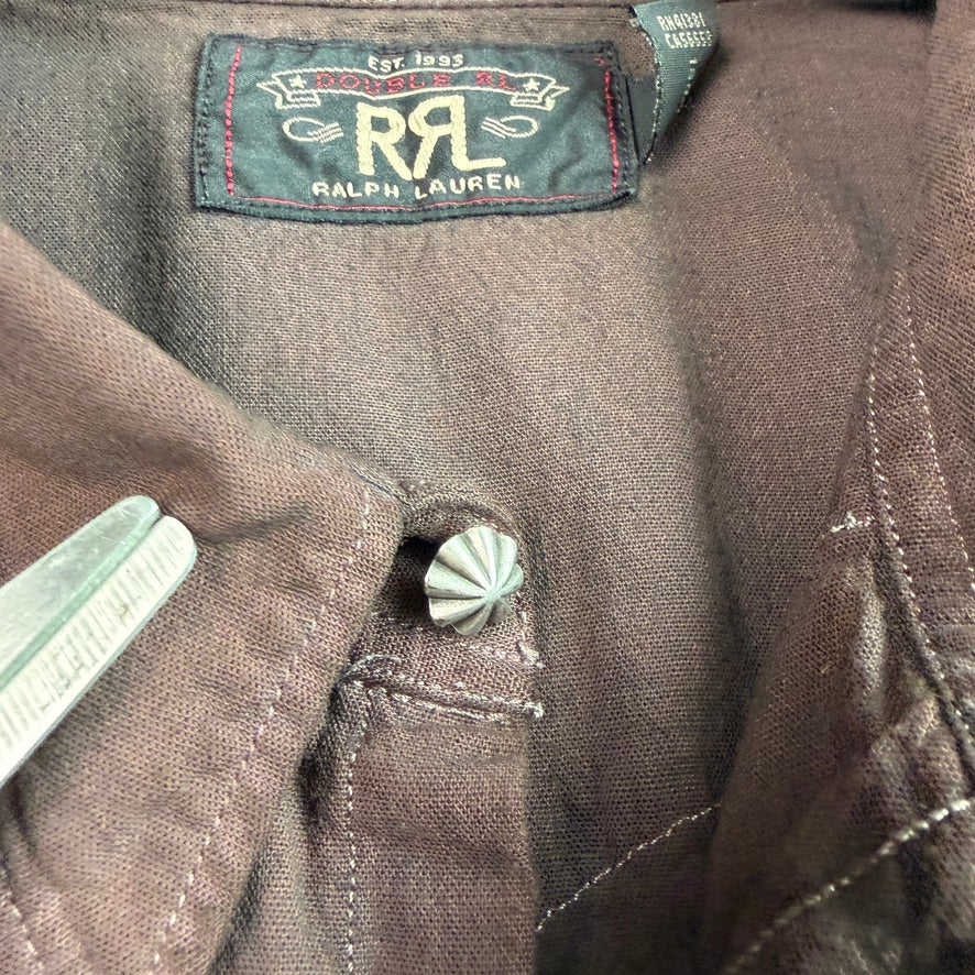 RRL Ralph Lauren (L) Plum Pearl Snap Dyed Western Shirt
