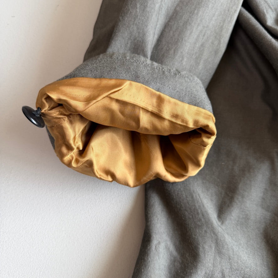 VNTG Burberry (44L) 100% Cotton Gabardine Double Breast Gray Trench Coat
