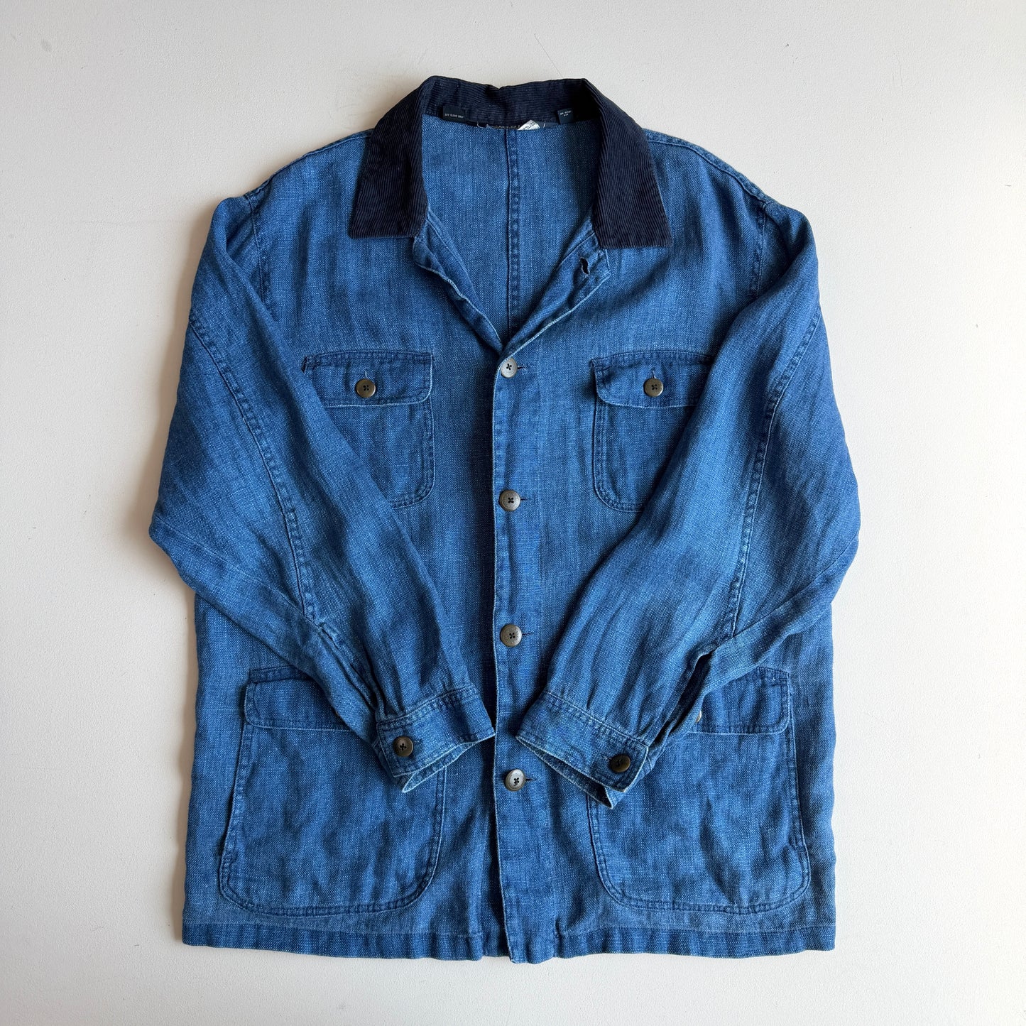 VNTG Polo Ralph Lauren (L) 100% Linen "bleu de travail" Indigo Chore Workwear Coat