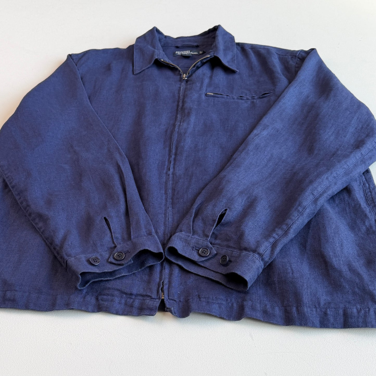 Polo Ralph Lauren (XL) 100% Linen Deep Blue Zip Jacket
