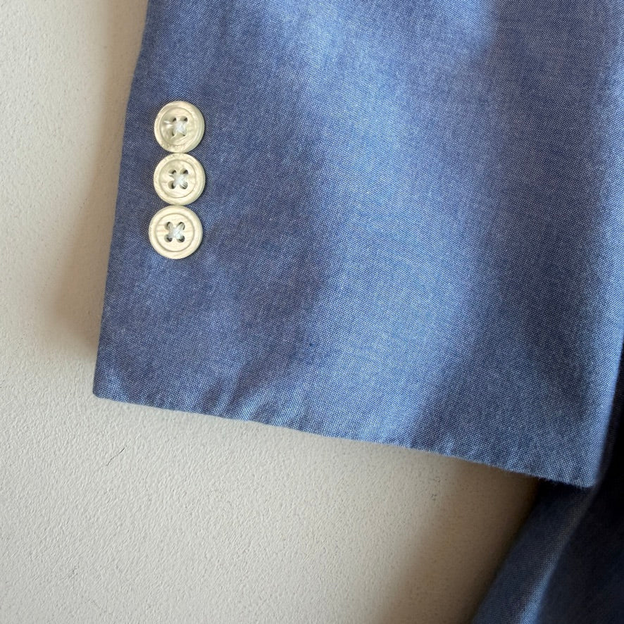 J.Press (44L) Sky Blue Chambray 3/2 Roll Lightly Structured Sport Coat