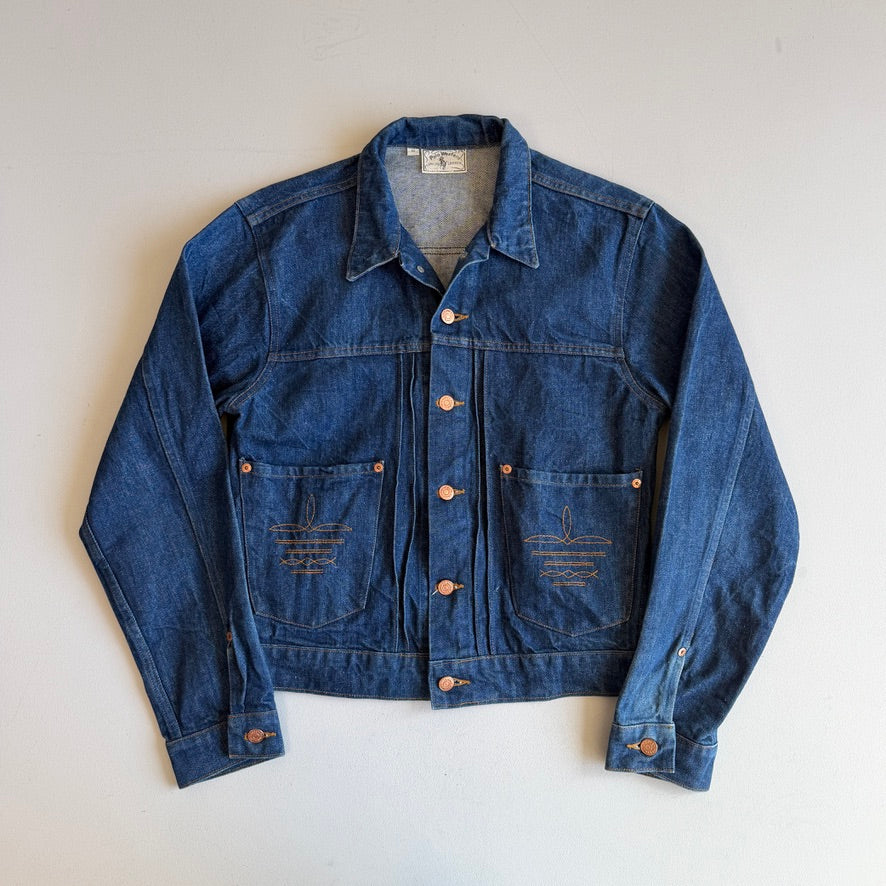 VNTG Ralph Lauren Polo Western (M) Indigo Denim Copper Button Western Trucker Jacket