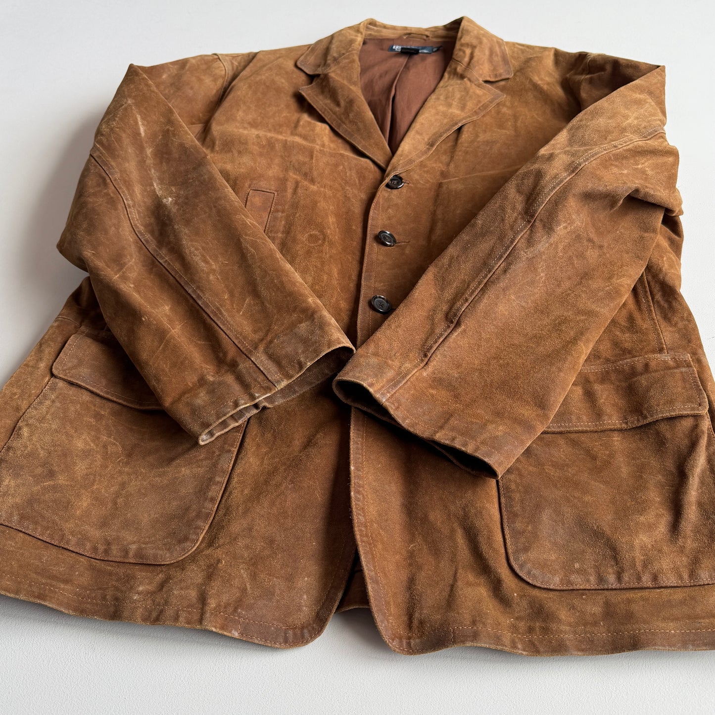 Polo Ralph Lauren (XL) Leather Roughout Half-Norfolk Tawny Field Jacket Coat
