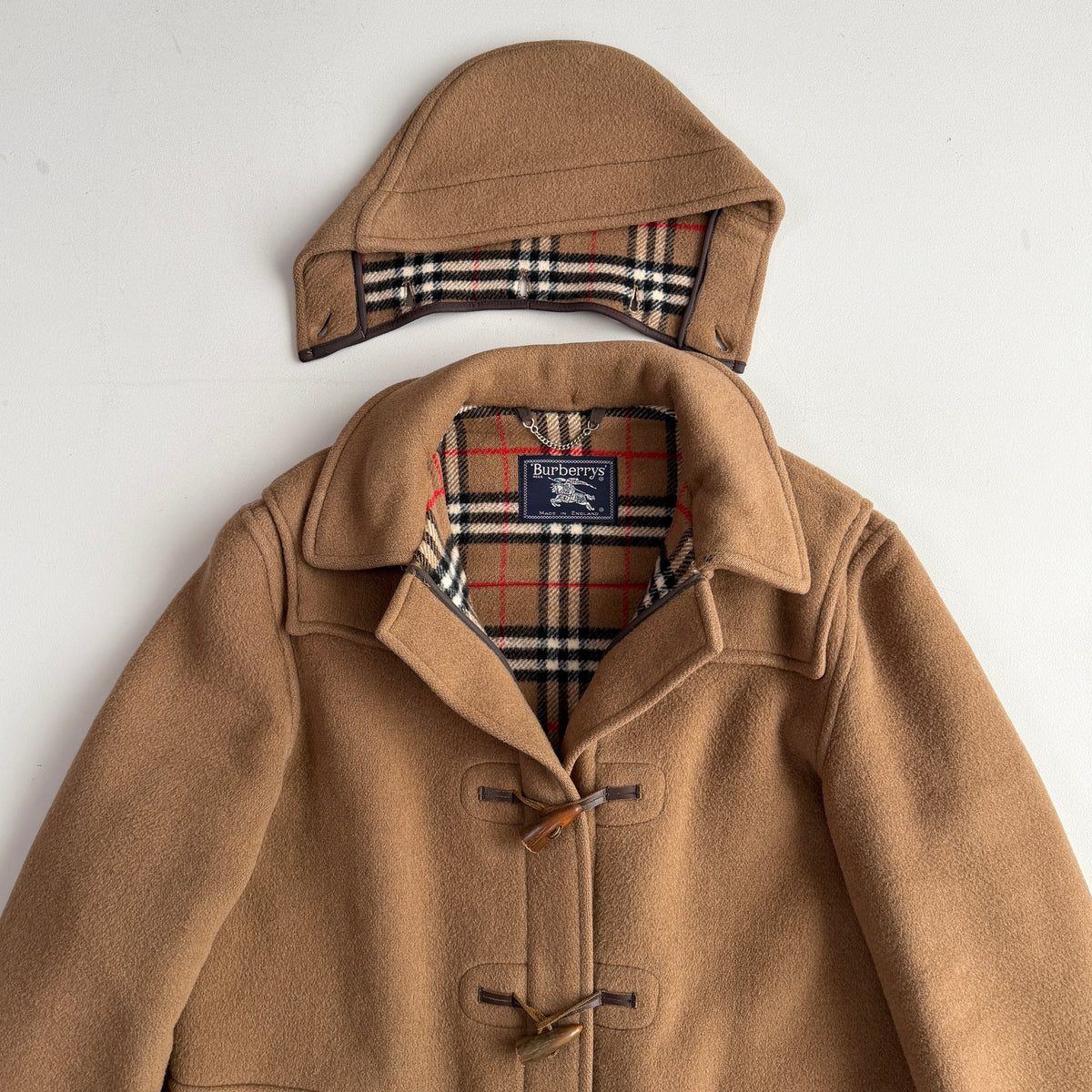 VNTG Burberry London (48) 100% Wool Brown Nova Check Duffle Coat