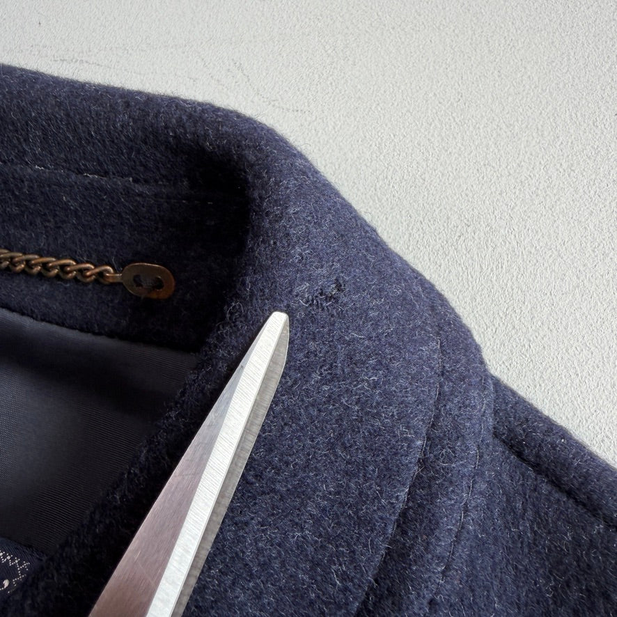 VNTG Burberry (40/ 50IT) Loden-Style MADE IN AUSTRIA Wool Navy Blue Overcoat