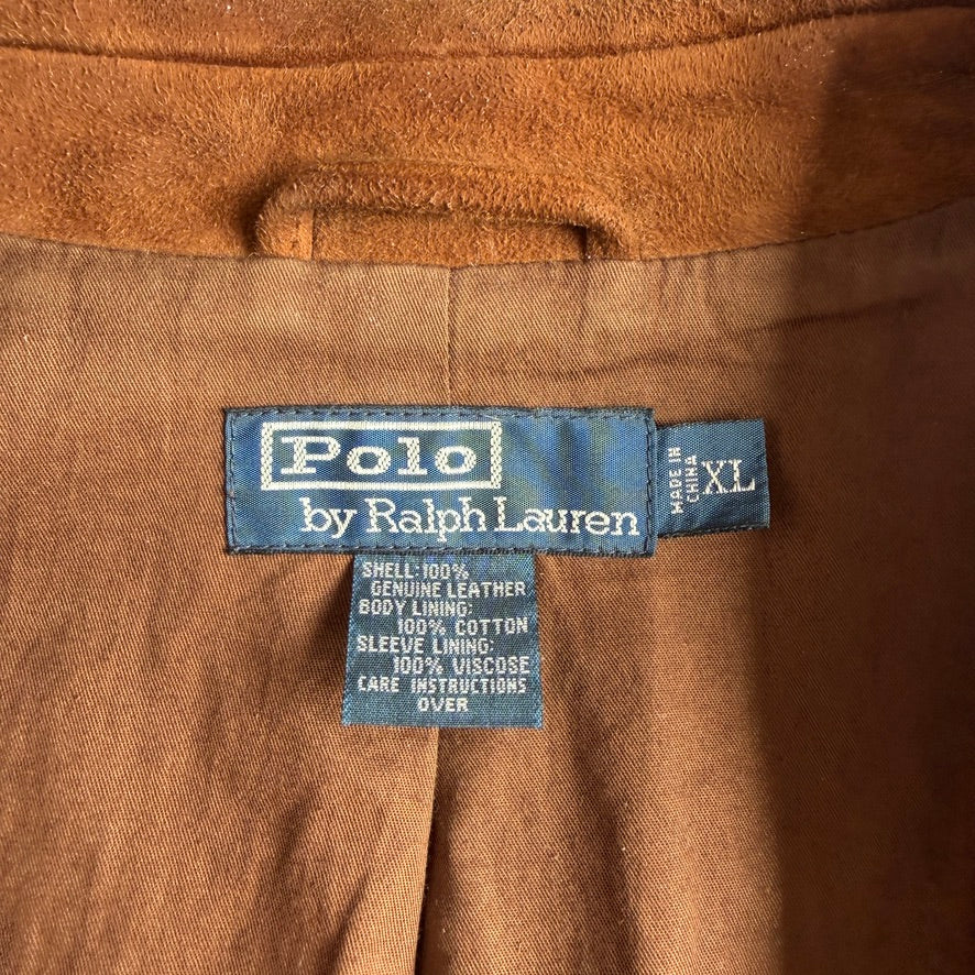 Polo Ralph Lauren (XL) Half-Norfolk Suede Leather Tawny Brown Sport Coat