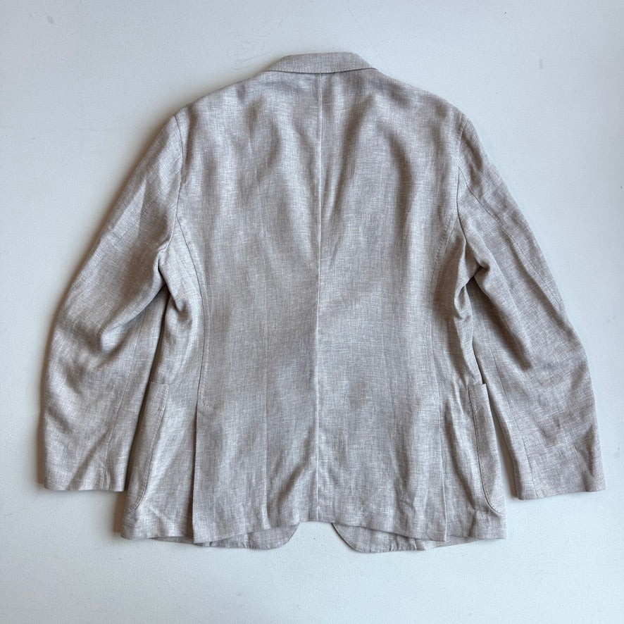 Ermenegildo Zegna (56R) Taupe Linen/Wool/Silk Unstructured Crossover "Shirt Jacket"