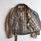 Belstaff Gold Label (L) Taupe Leather Belted Asymmetrical Zip Jacket