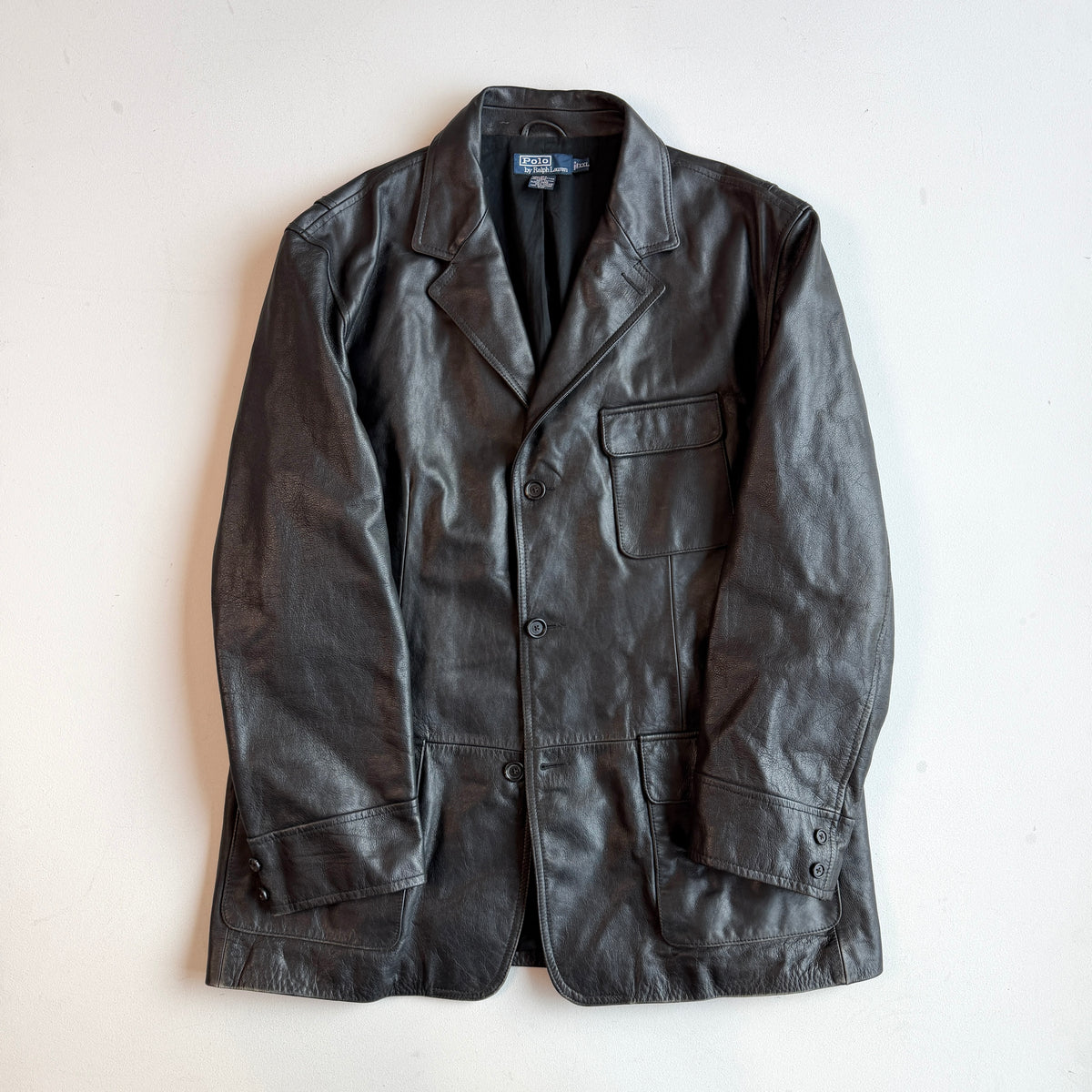 Polo Ralph Lauren (2XL) Black Leather Half-Norfolk Sport Field Coat