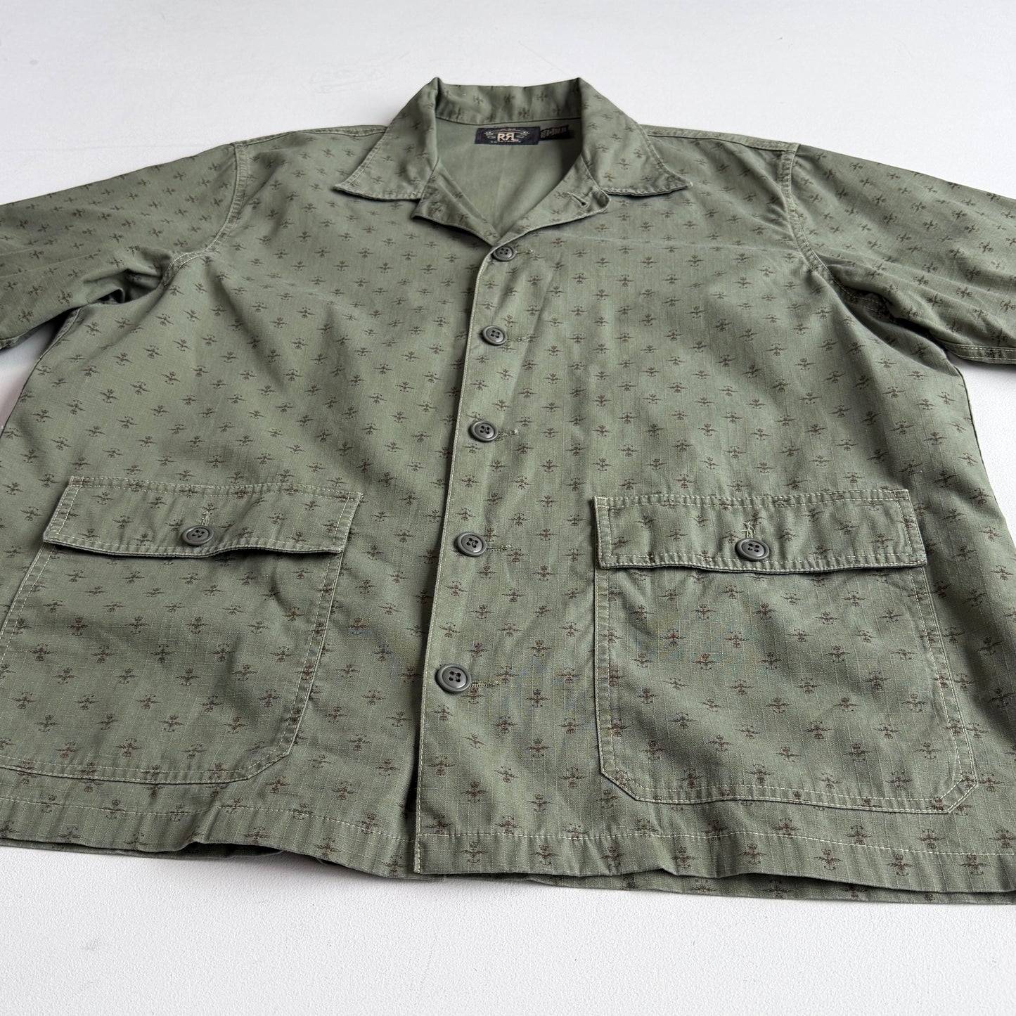 NWOT RRL Ralph Lauren (XL) Evanston Cotton Ripstop Short Sleeve Camp Shirt
