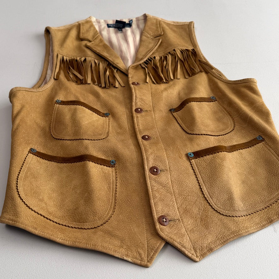Polo Ralph Lauren (M) Deerskin Leather Fringe Western Vest