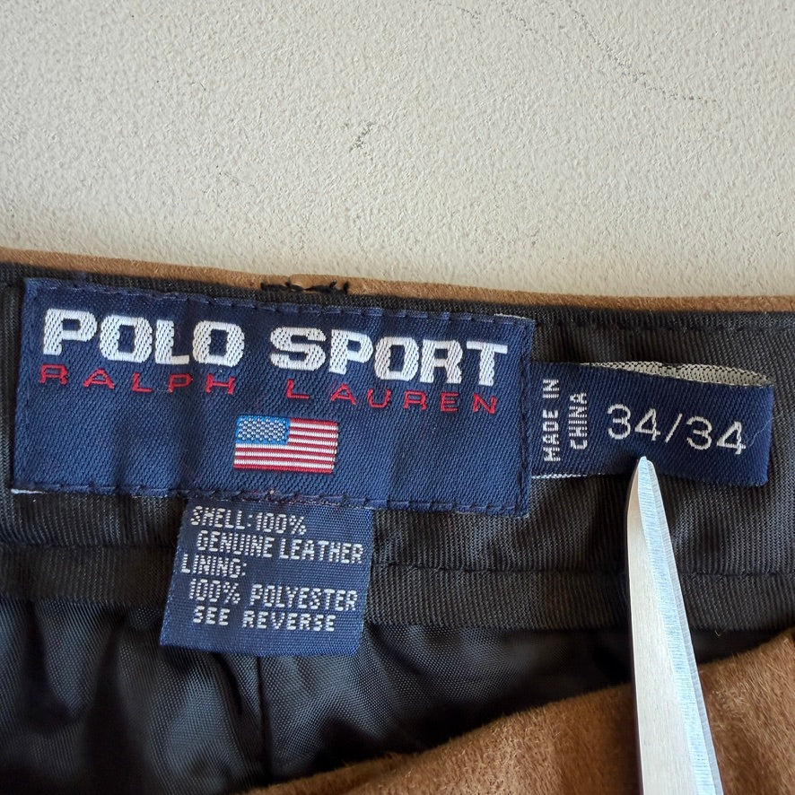 Ralph Lauren Polo Sport (33x30) Suede Leather Brown Lined Pants