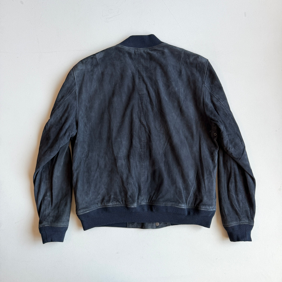 Polo Ralph Lauren (L) Navy Blue Goat Suede Leather Bomber Jacket