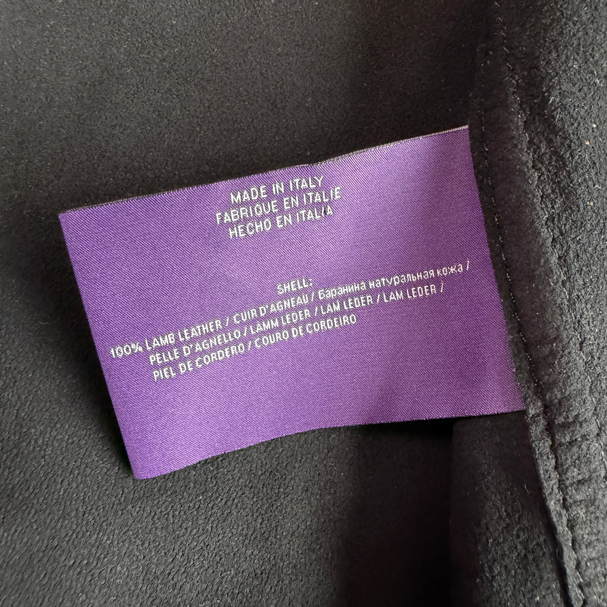 Ralph Lauren Purple Label (L) Skived Lamb Leather Midnight Blue Overshirt