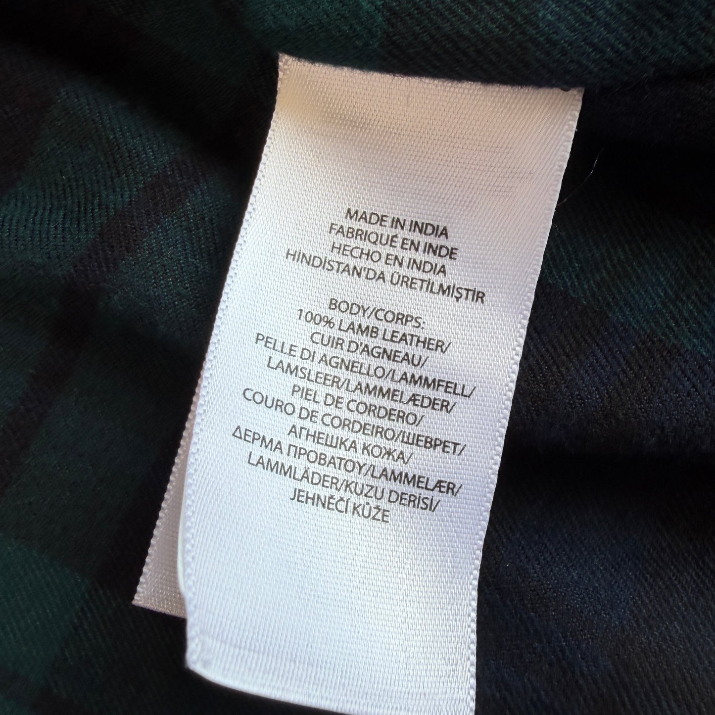 Polo Ralph Lauren (L) Black Glove Soft Leather Plaid Lined Jacket