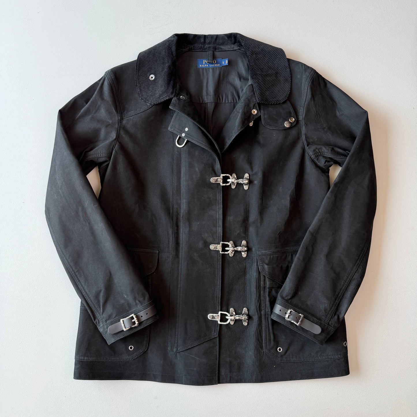 Polo Ralph Lauren (L) Leather Fireman Lobester Claw Coat