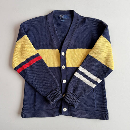 VNTG Polo Ralph Lauren (M) 90s Colorblock Cotton Knit Cardigan Sweater