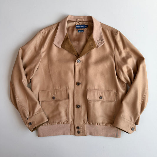 MINT! Ralph Lauren Polo Golf (L) Apricot Baby Alpaca Suede Trim Jacket