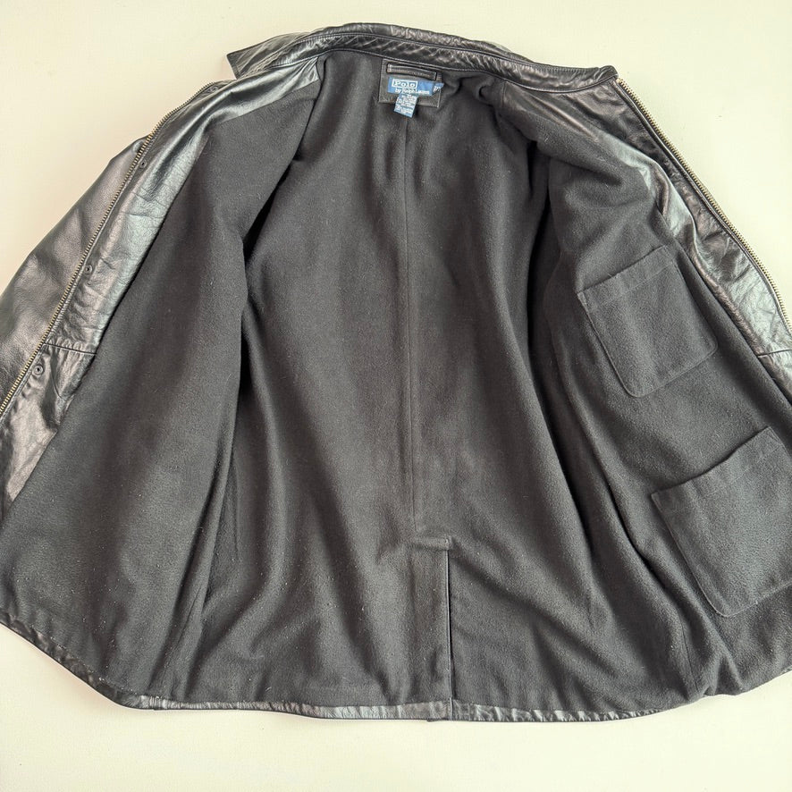 Polo Ralph Lauren (XL) Black Leather Field Coat