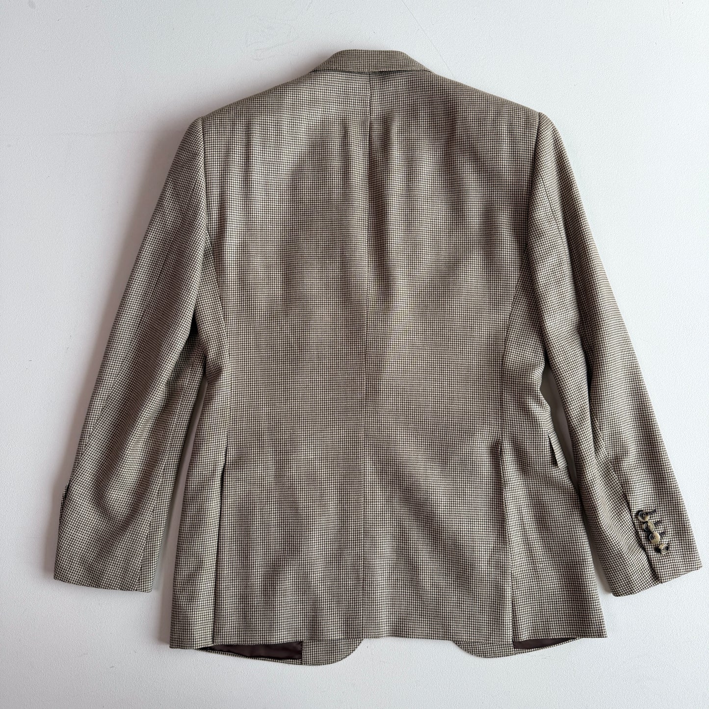 Ralph Lauren Purple Label (38R) Wool/Silk/Linen Beige Houndstooth Sport Coat