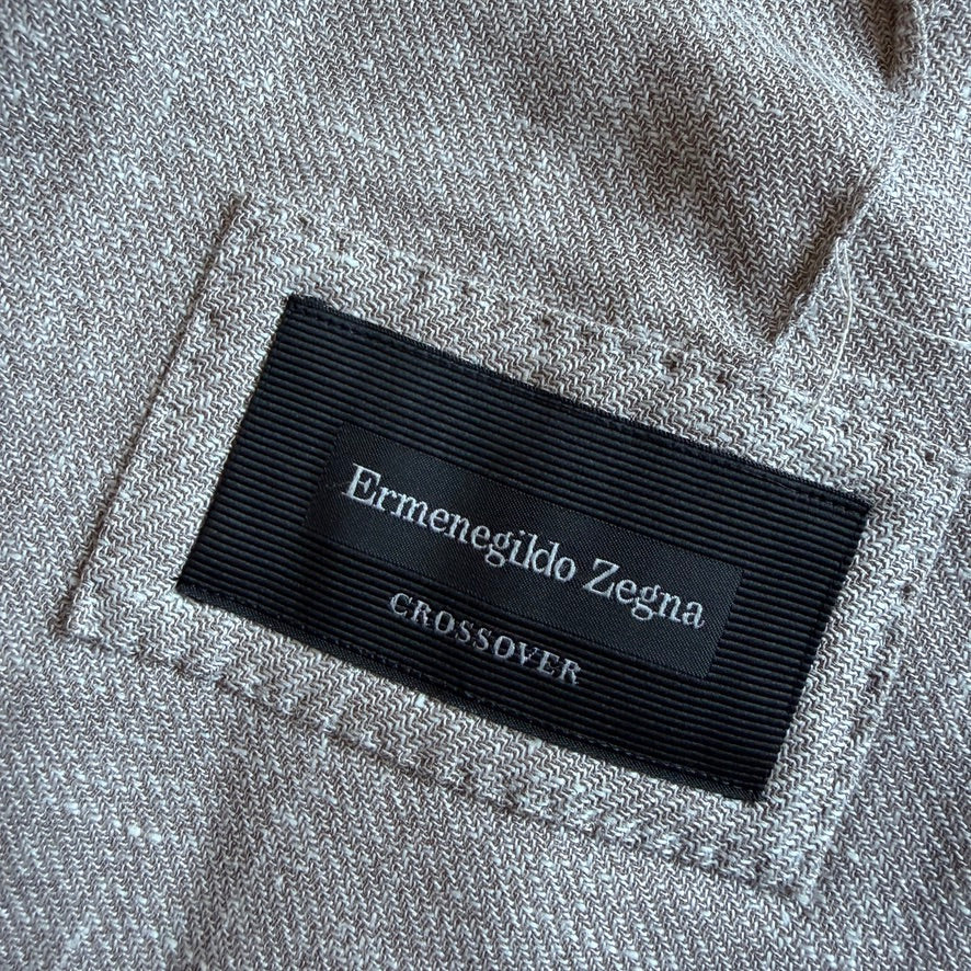 Ermenegildo Zegna (56R) Taupe Linen/Wool/Silk Unstructured Crossover "Shirt Jacket"