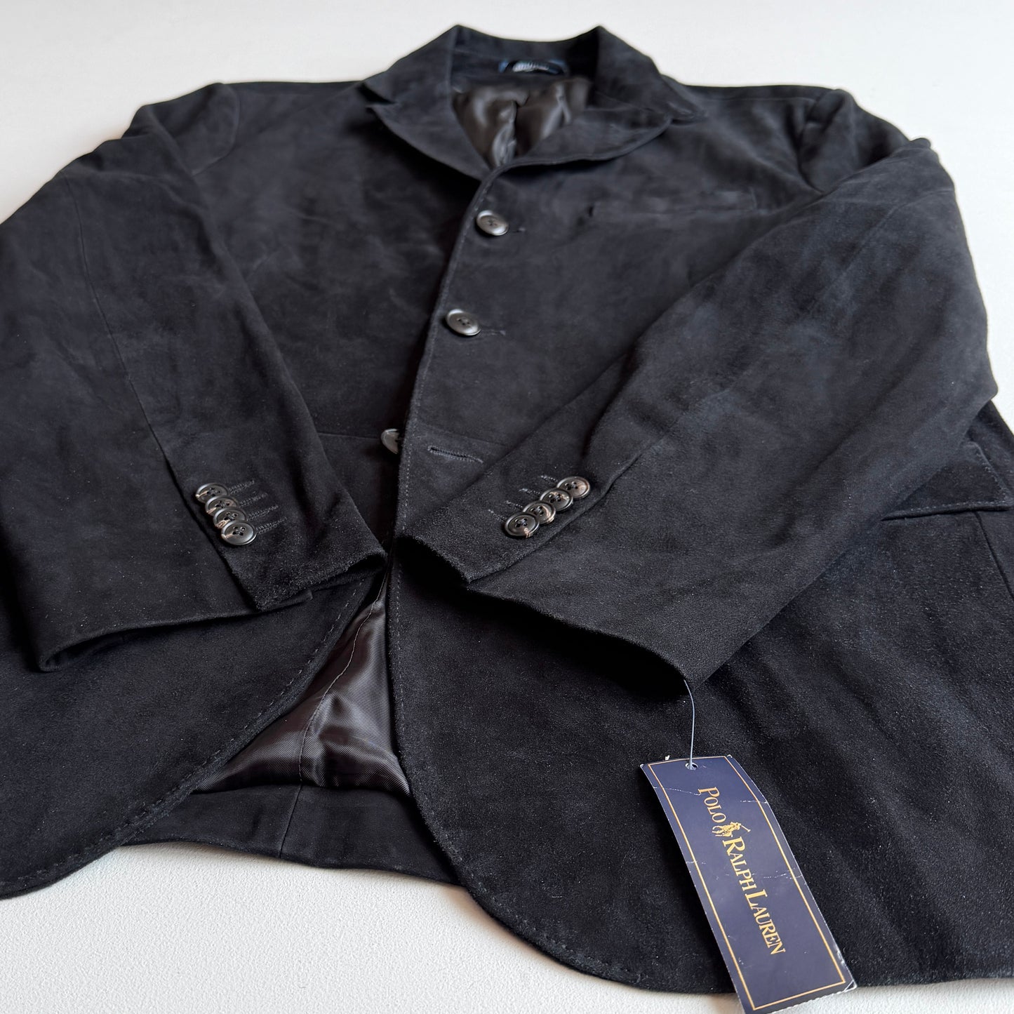 NWT Polo Ralph Lauren (L) Suede Leather Hacking Equestrian Black Sports Jacket Coat