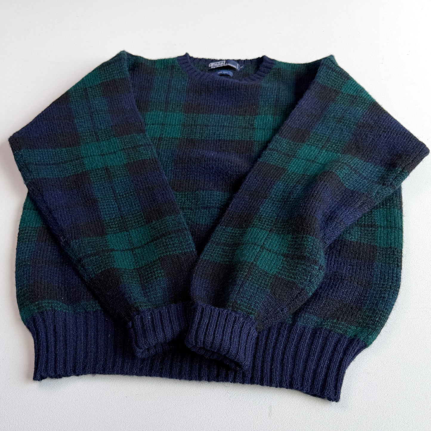 VNTG Polo Ralph Lauren (M) Black Watch Wool Knit Sweater