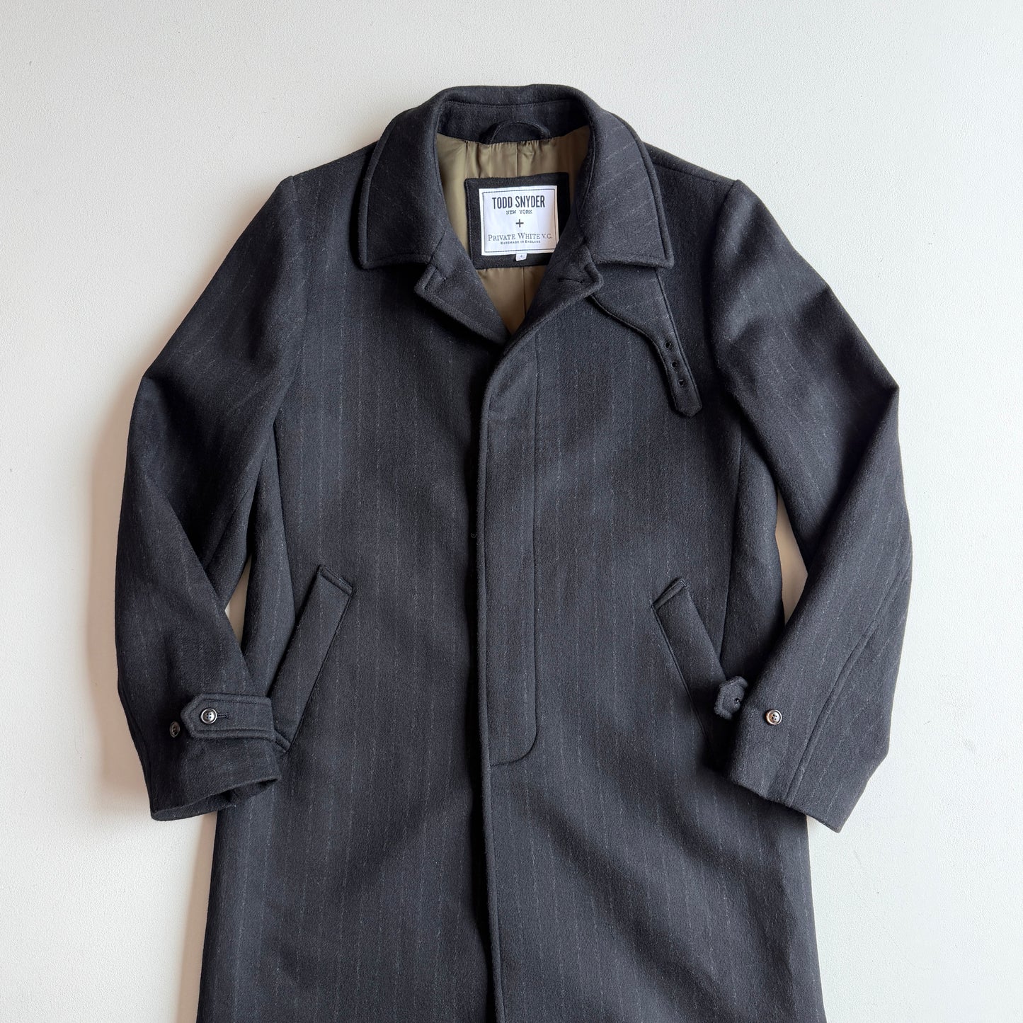 Todd Snyder / Private White VC (4 /M) Wool Gray Chalk Stripe Topcoat