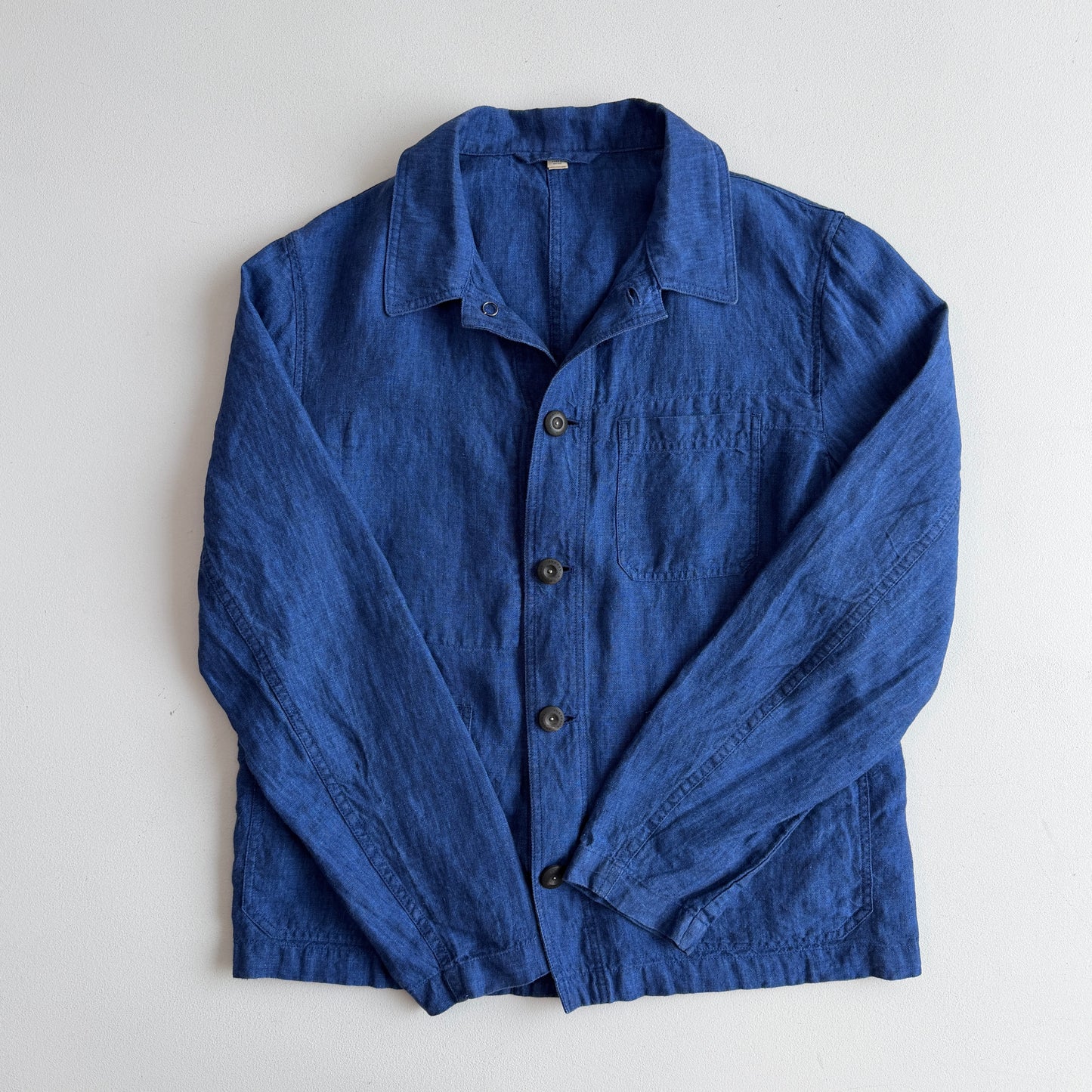 Burberry (48R / S) Indigo Blue 100% Linen Button Chore Overshirt Coat