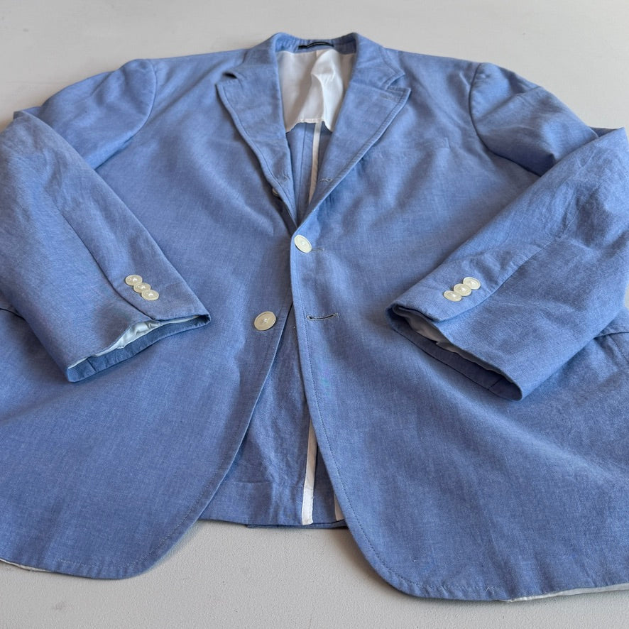 J.Press (44L) Sky Blue Chambray 3/2 Roll Lightly Structured Sport Coat