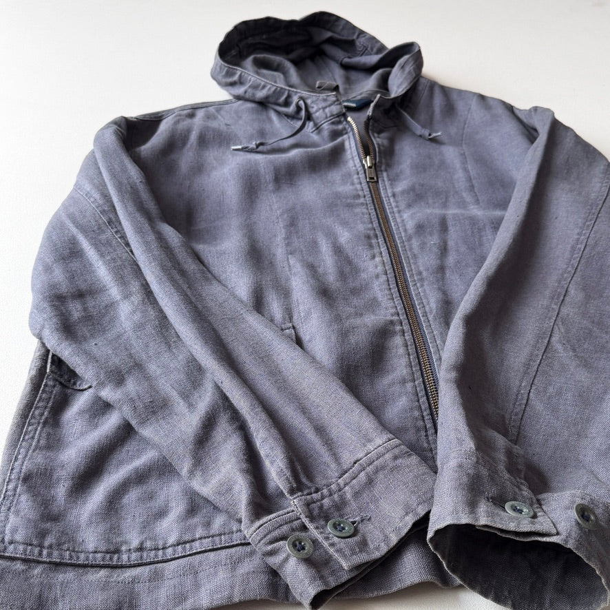 VNTG Polo Ralph Lauren (M) 100% Linen Slate Blue Hooded Jacket