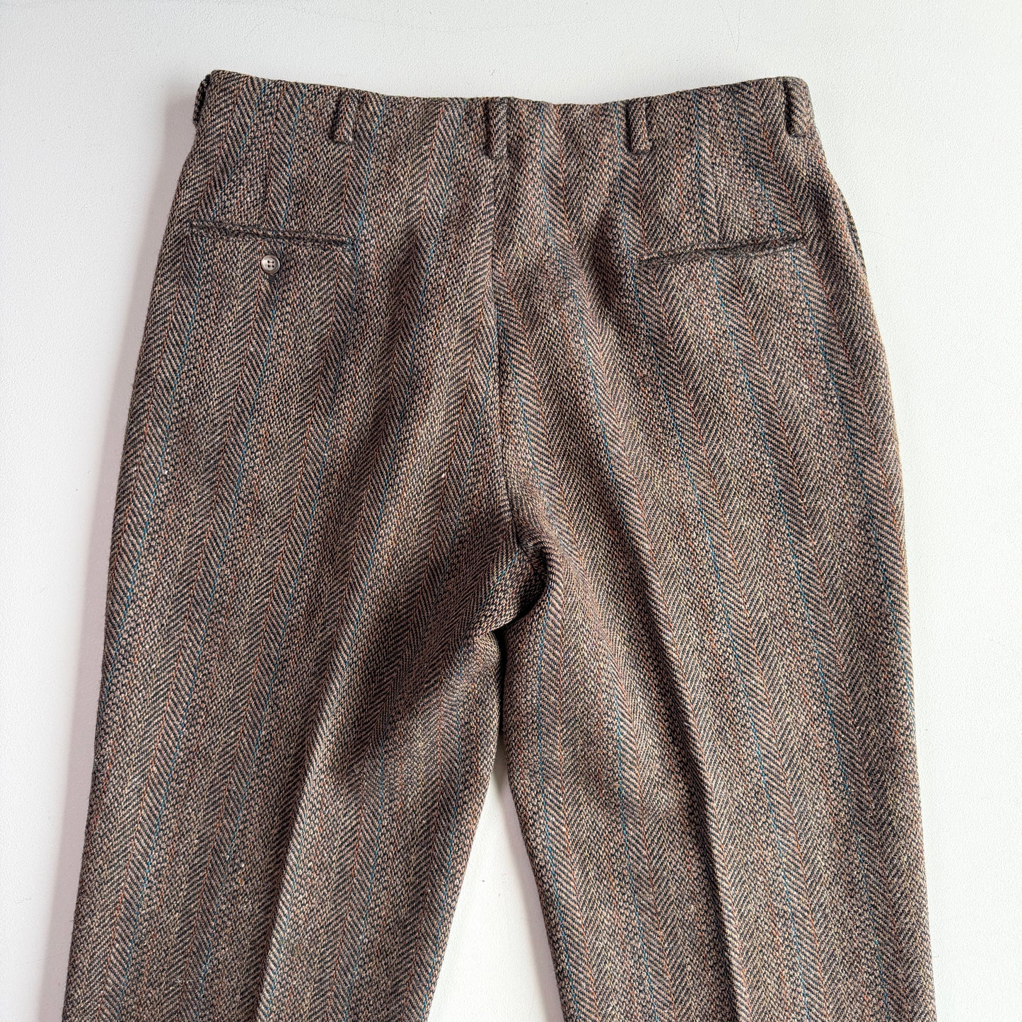 VNTG Polo Ralph Lauren (36 x 31-33) Wool Tweed Blue/Orange Over Stripe Tweed Pants