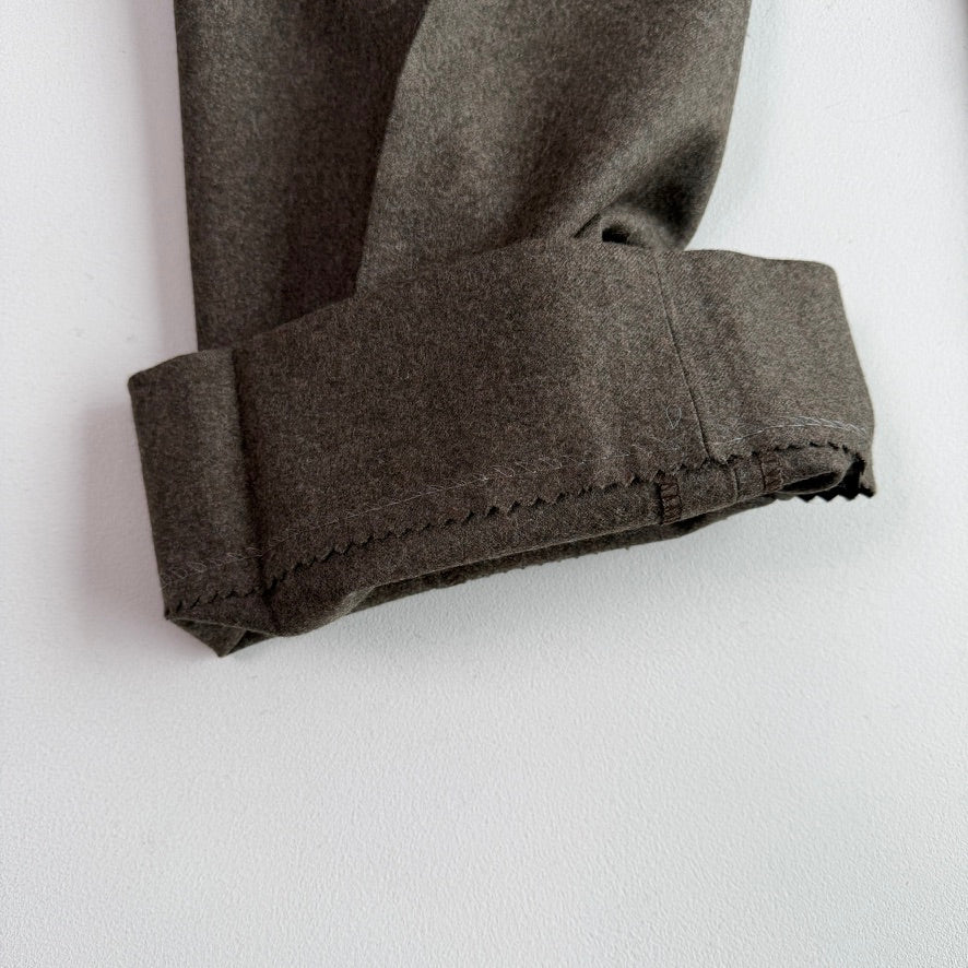 VNTG Polo Ralph Lauren (37x34) Wool Flannel Pleated Olive Trousers Pants