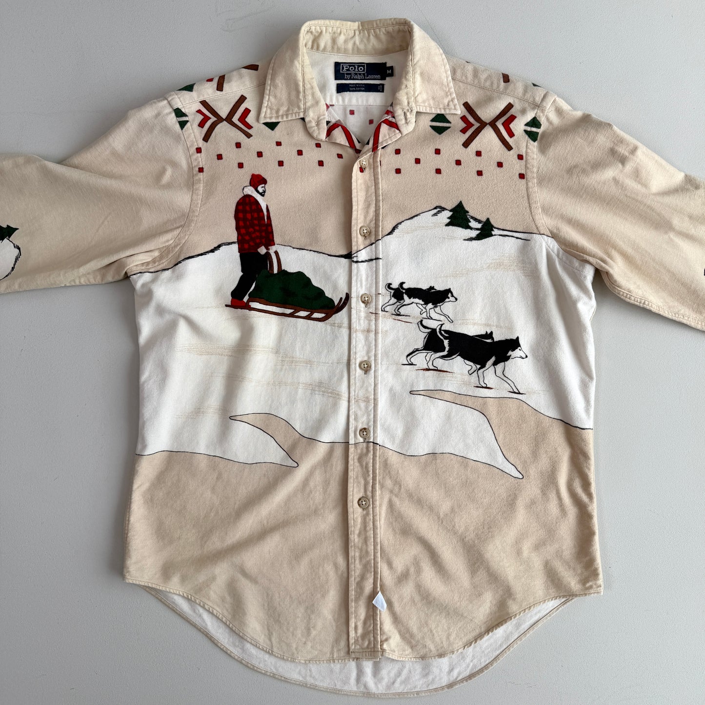 VNTG Polo Ralph Lauren (M) Arctic Sled Dog Flannel Cotton Shirt
