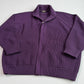 Paul Stuart (XL) Royal Purple Wool Heavy Rib-Knit Zip Sweater Cardigan