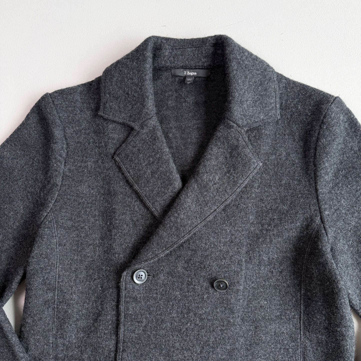 Z Zegna (M) 100% Wool Double Breast Gray Sweater Jacket