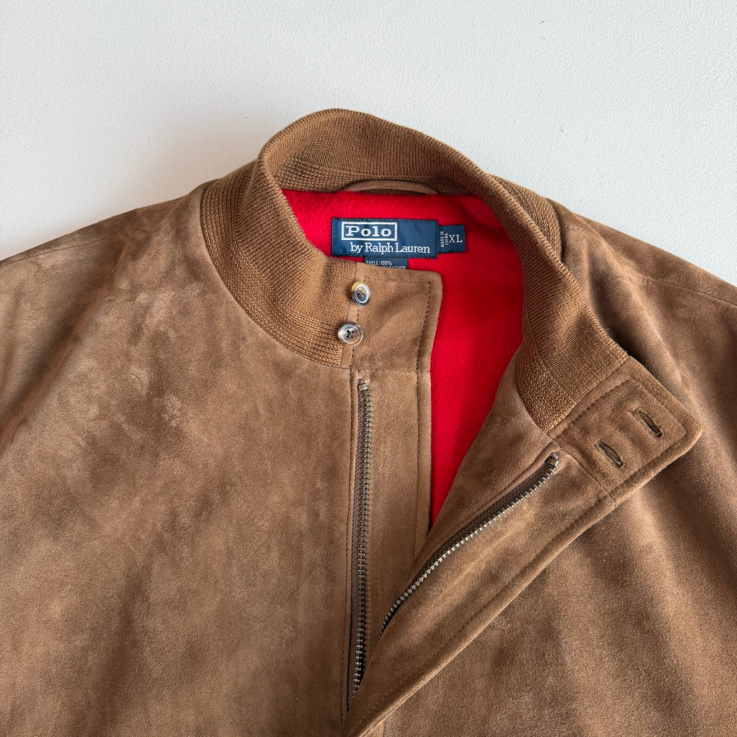 NWT VNTG Polo Ralph Lauren (XL) Suede Leather Bomber Fleece Lined Jacket