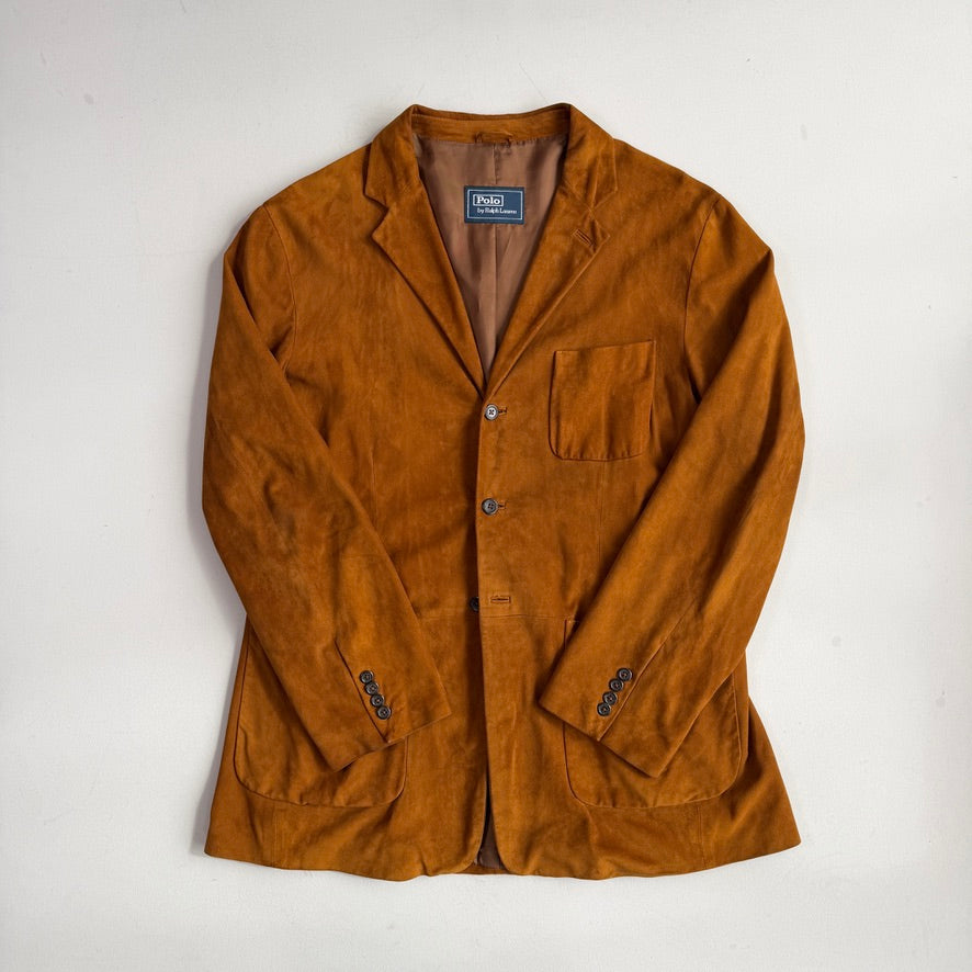 Polo Ralph Lauren (44, fits 44L) Tawny Brown Suede Leather Unstructured Sport Coat